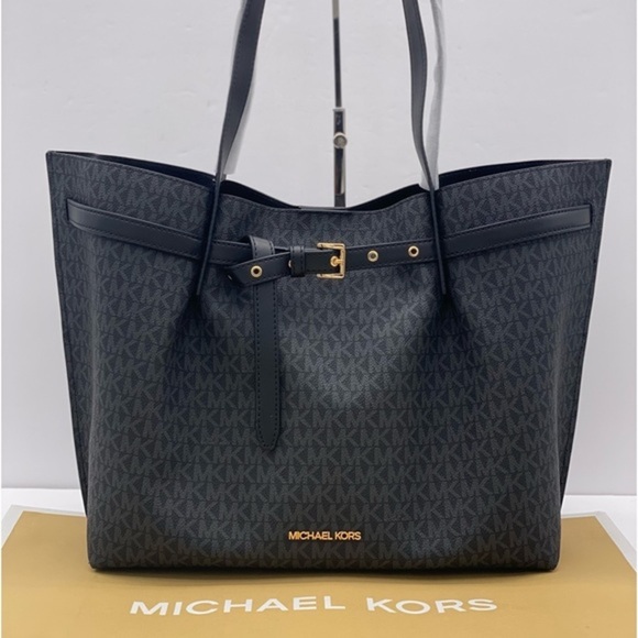 MICHAEL KORS Emilia Large Logo Tote Bag Black  SIGNATURE COLOR